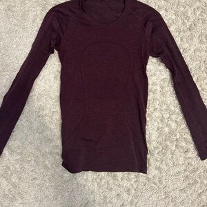 Lululemon Athletica Red Fitted Long Sleeve T-Shirt